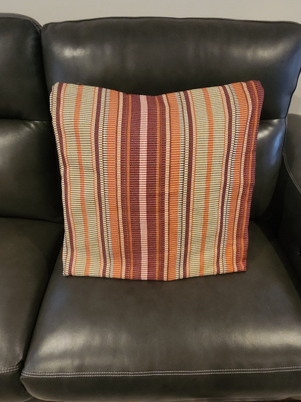 PILLOW COVER (4) Striped Accent Throw Pillow in Orange and Brown